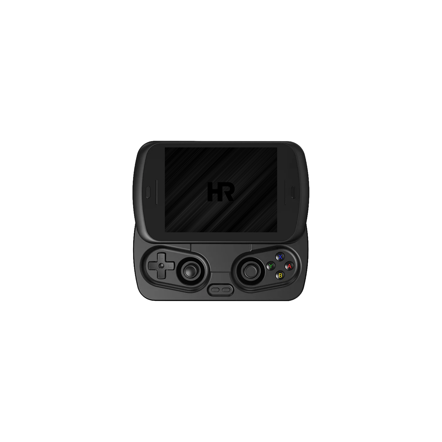 Front view of the black Anbernic RG Slide with the controls exposed