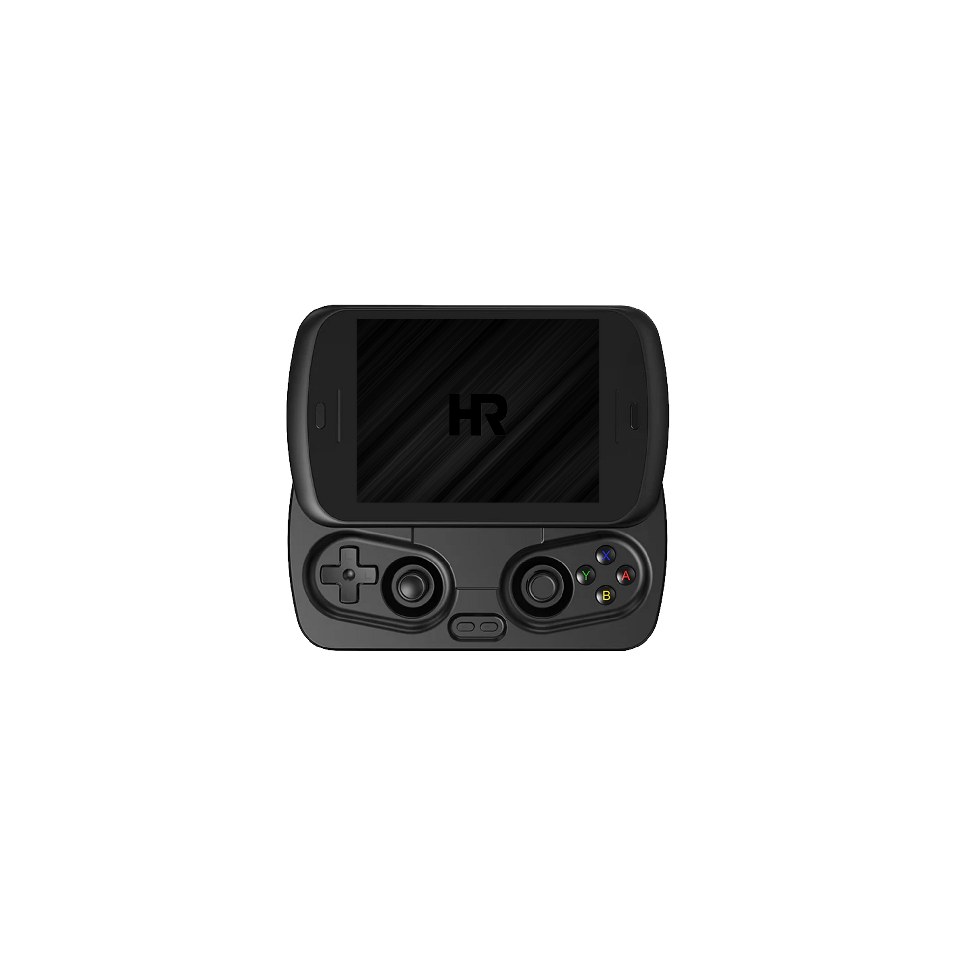 Front view of the black Anbernic RG Slide with the controls exposed