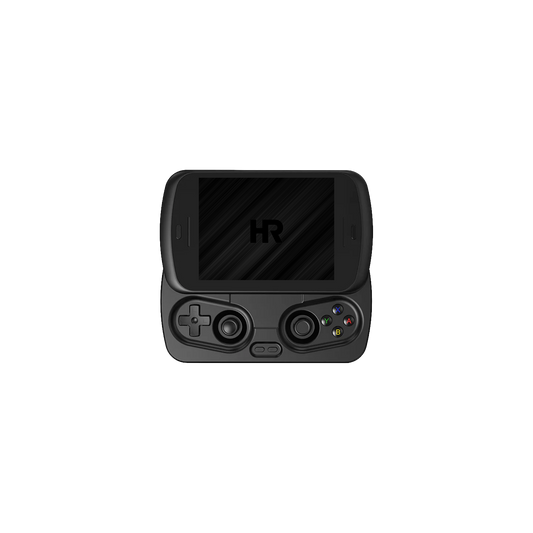 Front view of the black Anbernic RG Slide with the controls exposed