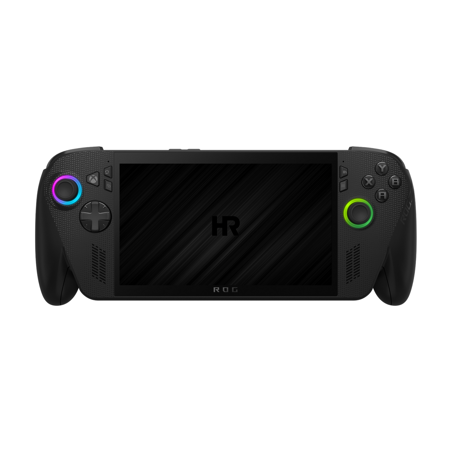 Front view of the black ROG Xbox Ally X gaming handheld
