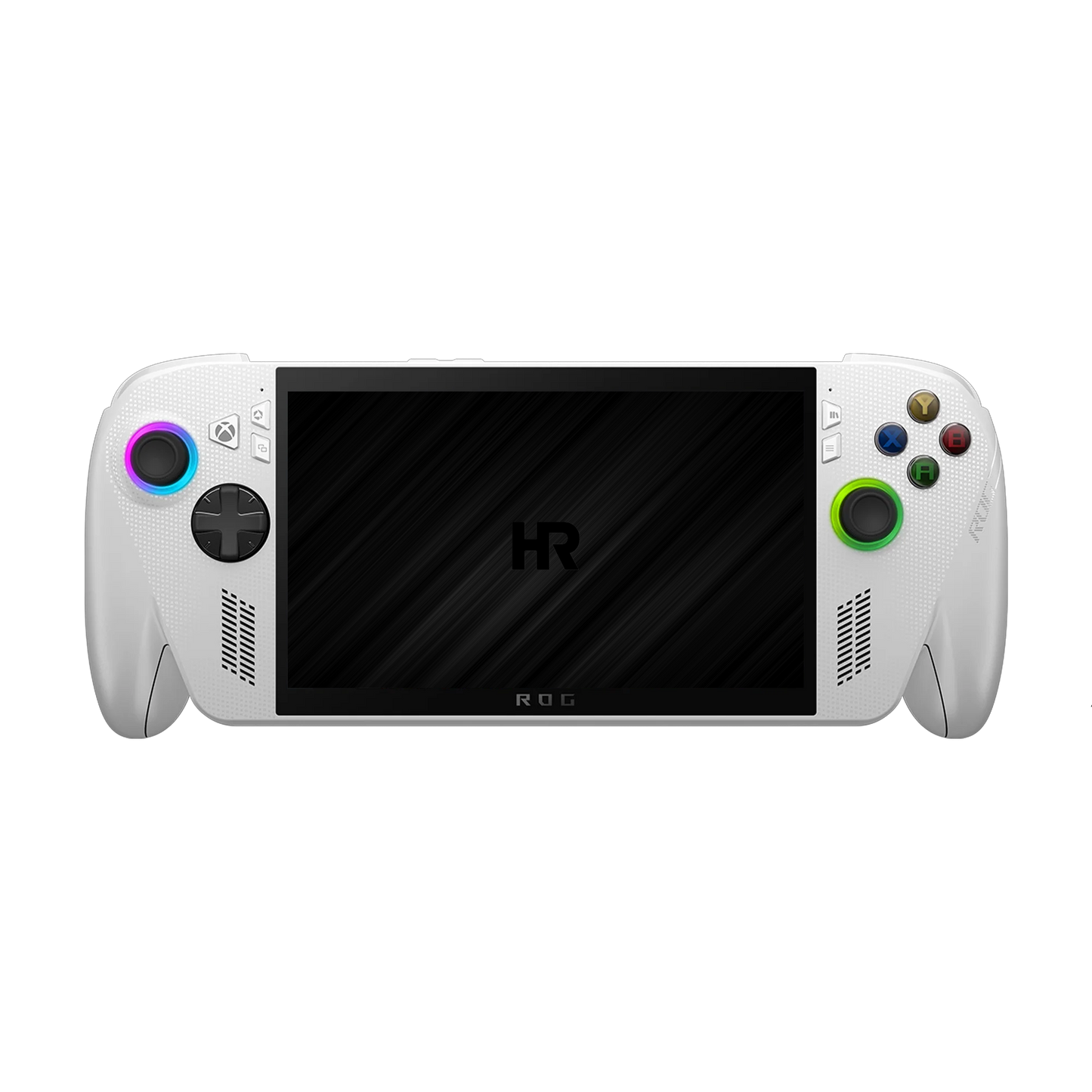 Front view of the white ROG Xbox Ally gaming handheld