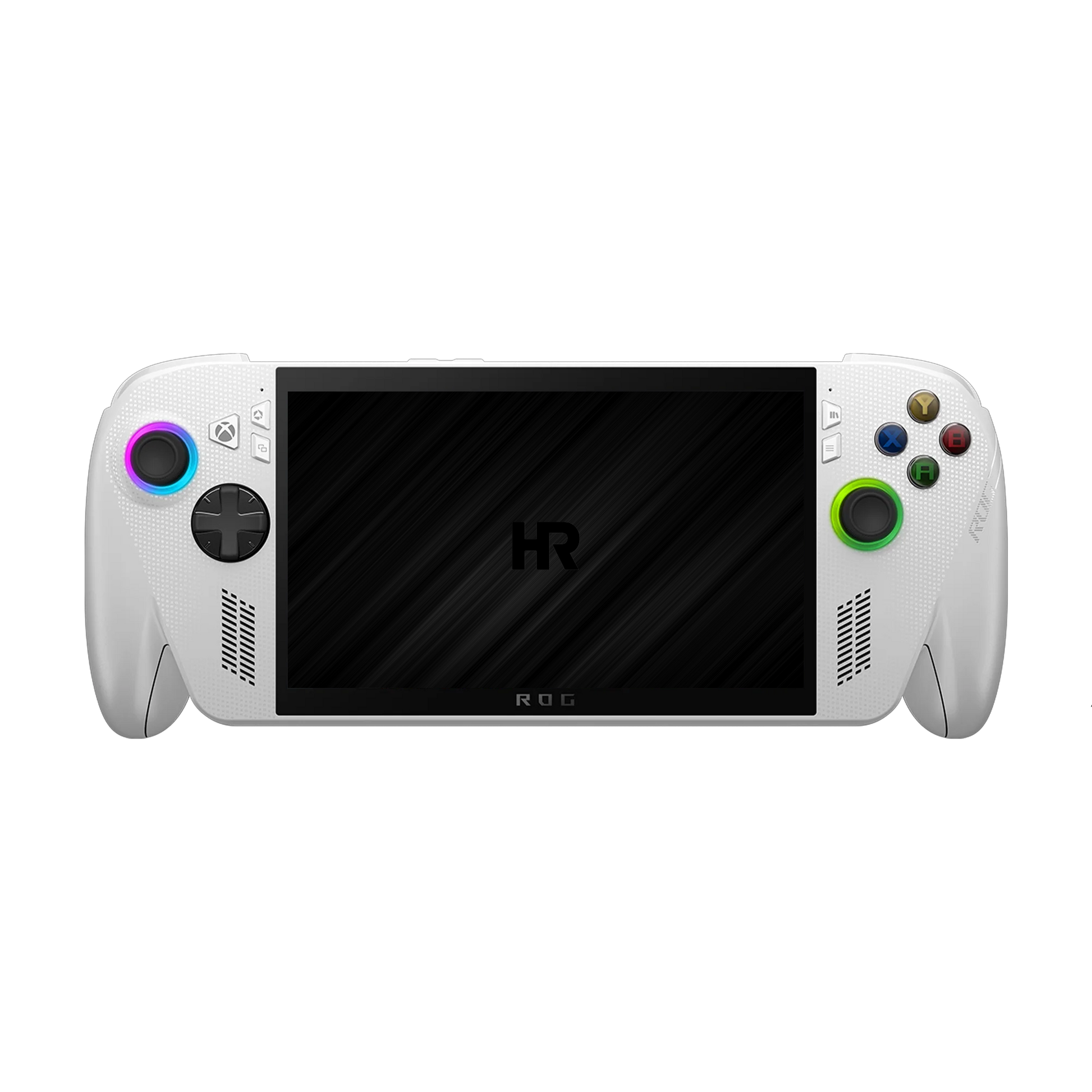 Front view of the white ROG Xbox Ally gaming handheld