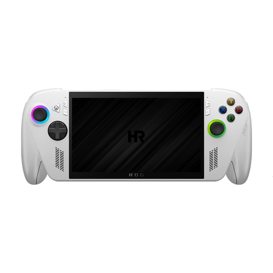 Front view of the white ROG Xbox Ally gaming handheld